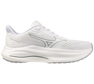 White running shoe with brand logo on a white background