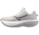 White running shoe with gray accents on a white background