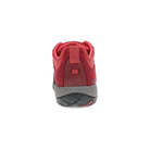 A red athletic shoe shown from the rear, featuring a red mesh upper, a red pull tab, a gray midsole, and a black and red outsole, set against a plain white background.