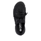 Black sneaker with brand logo on a white background
