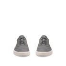 Pair of gray sneakers on a white background