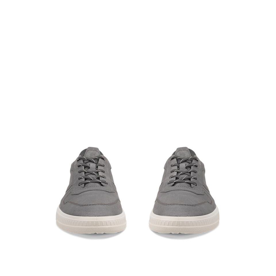 Pair of gray sneakers on a white background