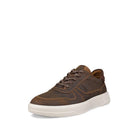 Brown leather sneaker on a white background