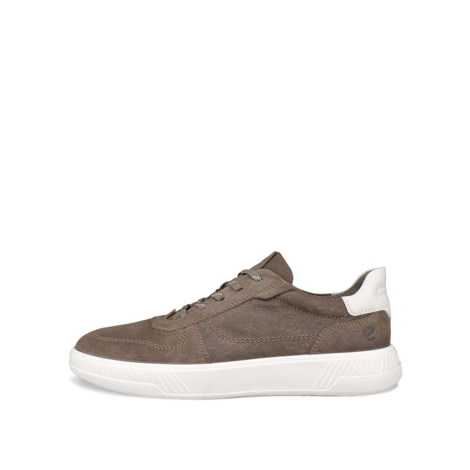Brown sneaker with white sole on a white background