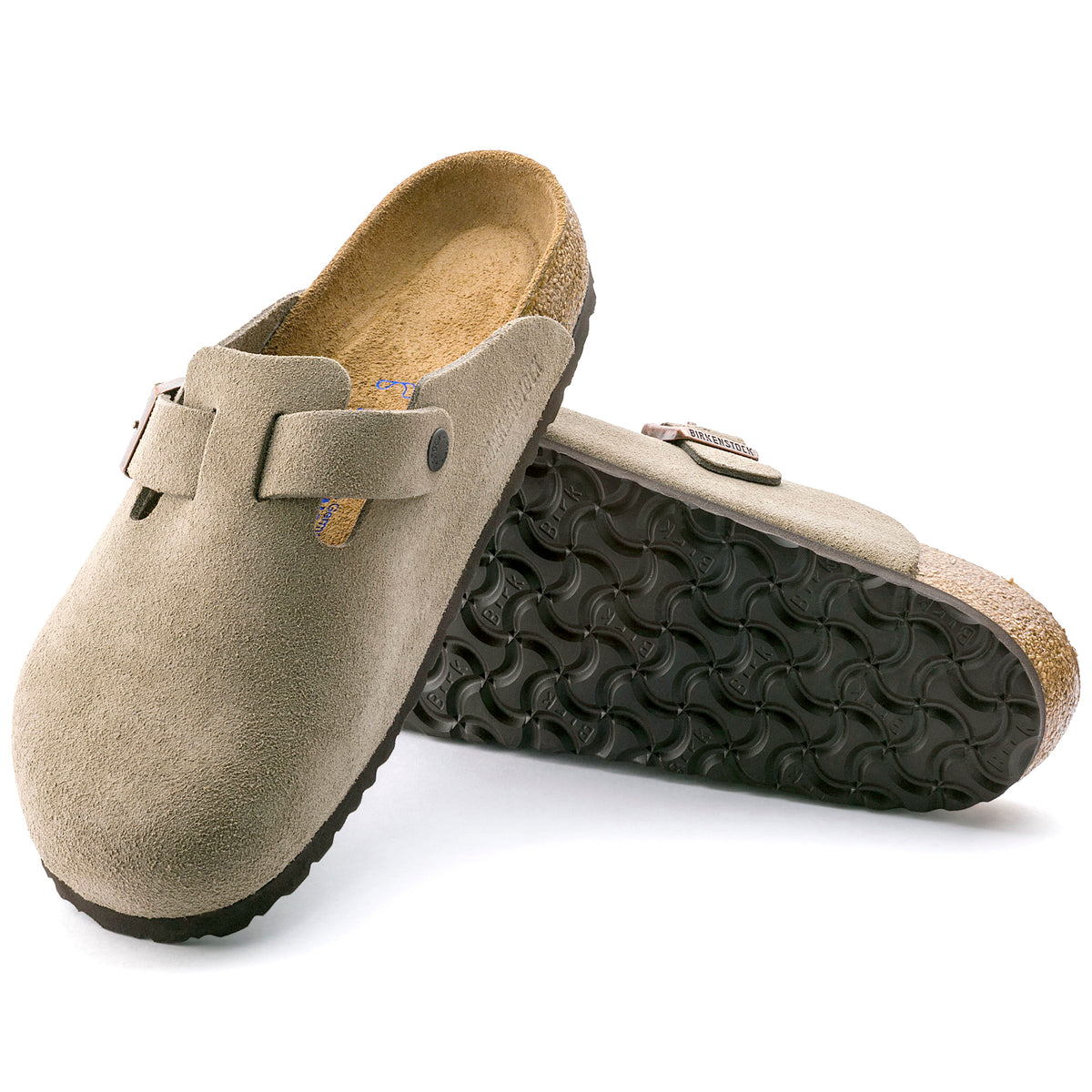 Birkenstock Brown Suede Bostons Unisex Birkenstock Suede Boston - Mink | Faherty Brand main image 2