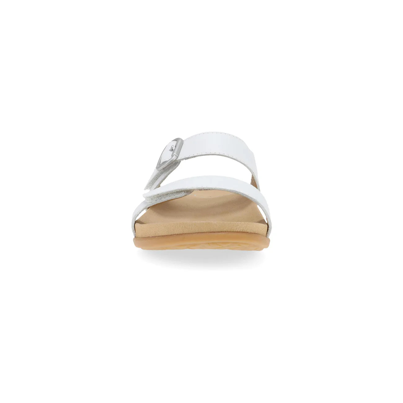 White sandal with wooden sole on a white background