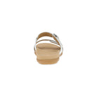 Wooden sandal with a white strap on a white background
