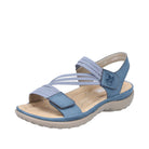 Blue sandal with strap design on a white background
