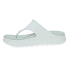 Light blue sandal with a strap on a white background