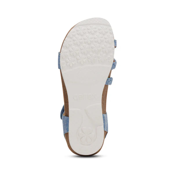 Blue sandal with white sole on a white background