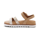 Beige sandal with a platform sole on a white background