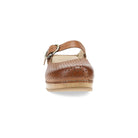 Brown wooden clog shoe on a white background