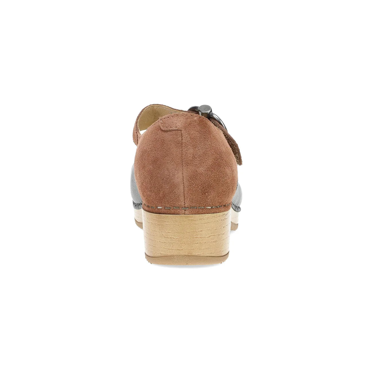 Brown sandal with wooden sole on a white background
