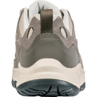 Close-up of a gray and beige hiking shoe on a white background