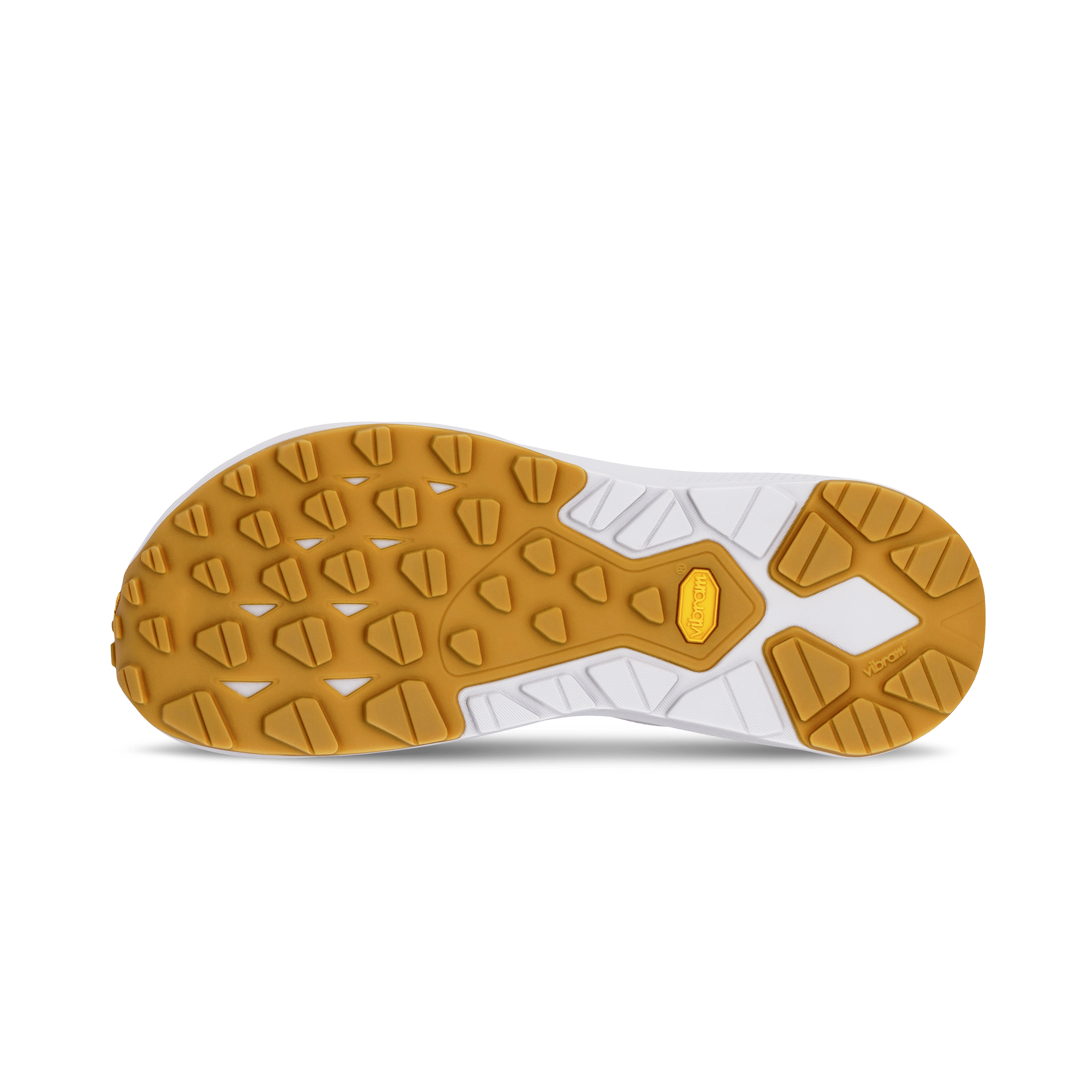 Sole of a shoe with brown tread pattern on a green background