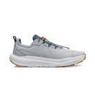 Gray athletic shoe with white sole on a transparent background