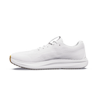 A single off-white mesh athletic sneaker shown in a side profile view against a plain white background.
