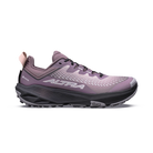 A single Altra trail running shoe in a dusty lavender-purple colorway, featuring a breathable mesh upper, a thick black and gray Vibram sole, and the Altra logo on the side, set against a plain white background.