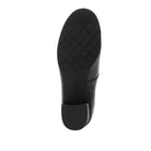 Black shoe sole with brand name on a white background