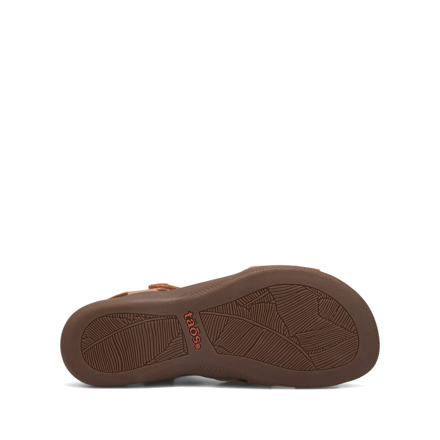 Brown sandal with sole pattern on a white background