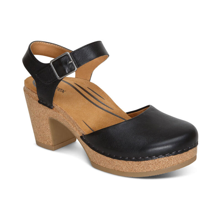 Women's Aetrex Finley Closed Toe Heel Color: Black