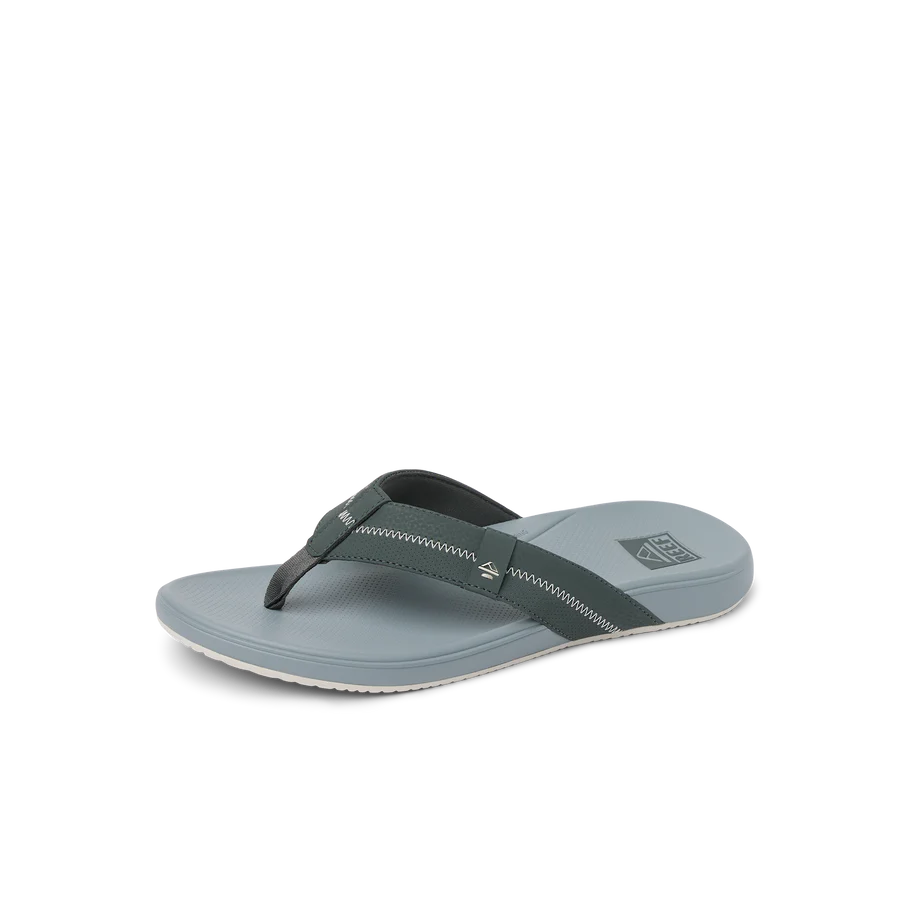 Gray sandal with black strap on a white background