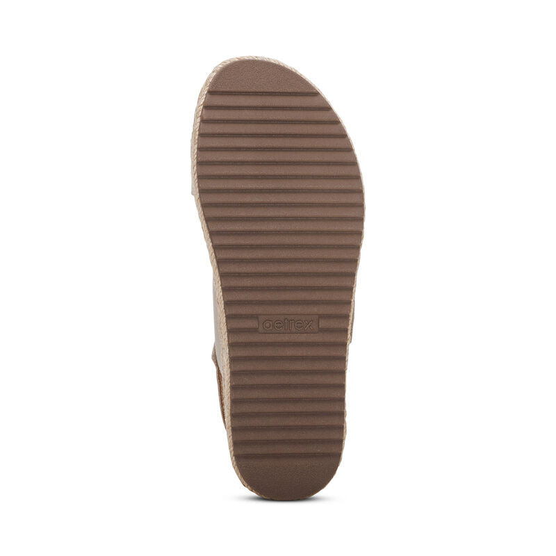 Women's Aetrex Vania Arch Support Platform Sandal Color: Cream 2