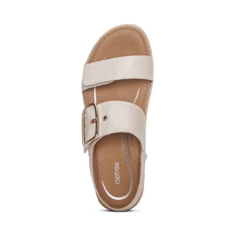 Women's Aetrex Vania Arch Support Platform Sandal Color: Cream 3