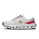 White running shoe with red accent on a white background