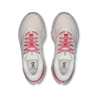 White running shoes with pink laces on a white background