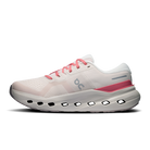 White and pink running shoe on a white background