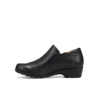 Black leather shoe on a white background