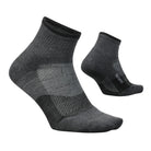 Pair of gray ankle socks on a light gray background