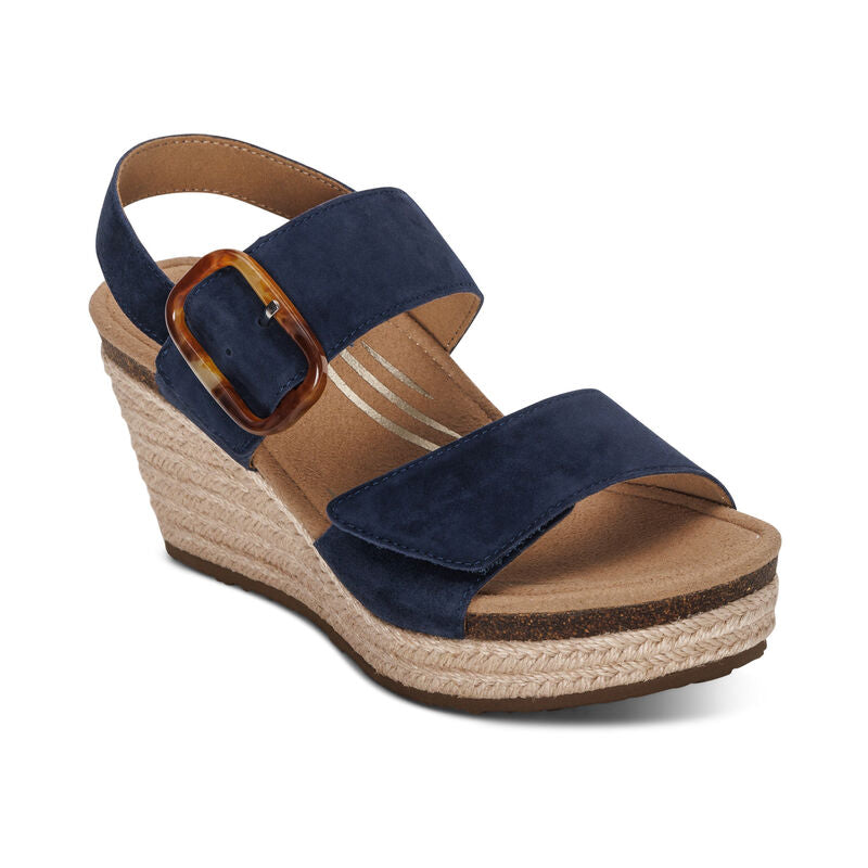 Women's Aetrex Ashley Arch Support Wedge Color: Navy  1
