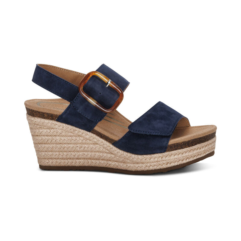 Women's Aetrex Ashley Arch Support Wedge Color: Navy  2