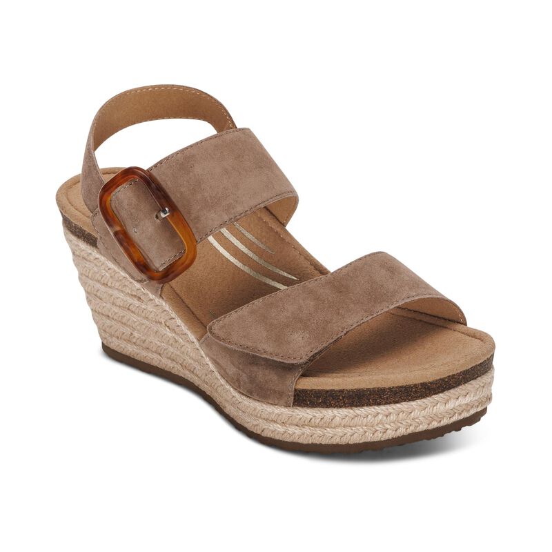 Women's Aetrex Ashley Arch Support Wedge Color: Taupe  1