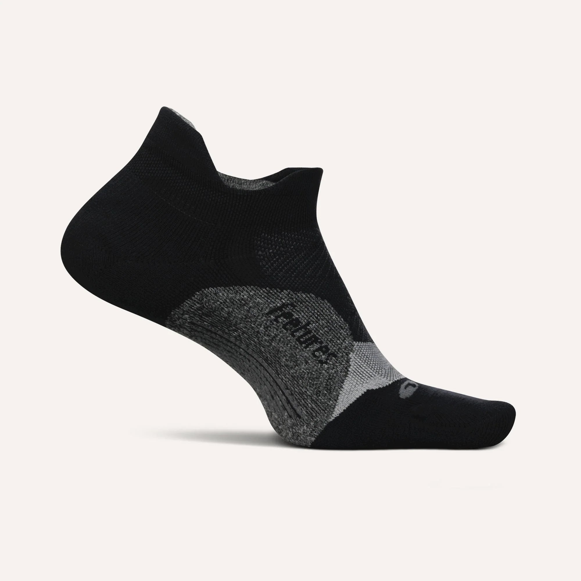 Black and gray ankle sock on a light gray background