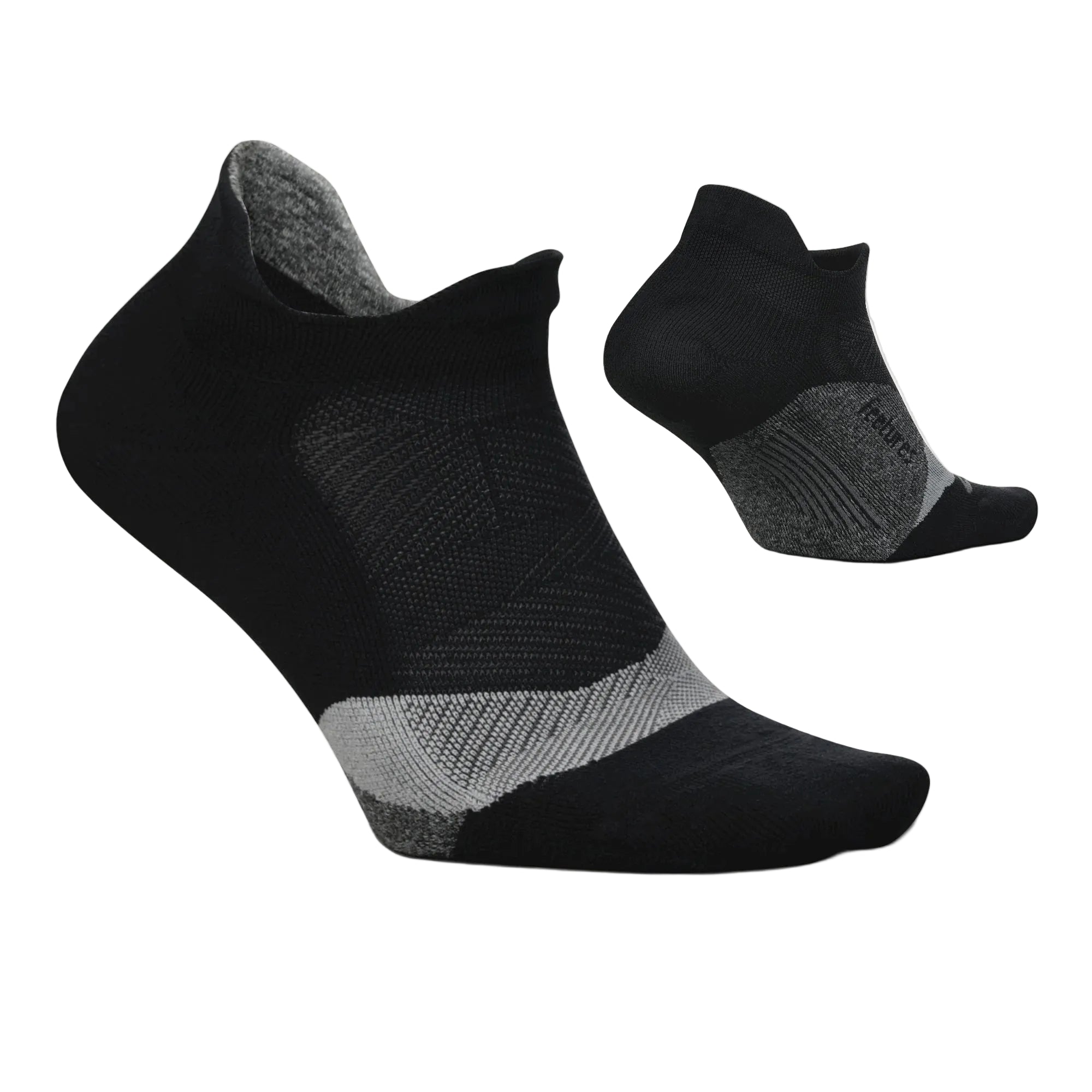Black and gray ankle socks on a light gray background