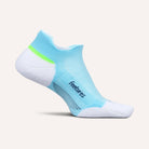 Light blue ankle sock with a green stripe on a white background