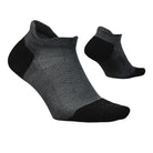 Gray and black ankle socks on a light gray background