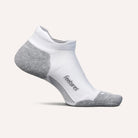 White ankle sock with gray accents on a white background