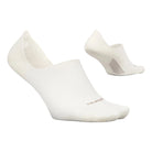 White ankle socks with a brand logo on a light gray background
