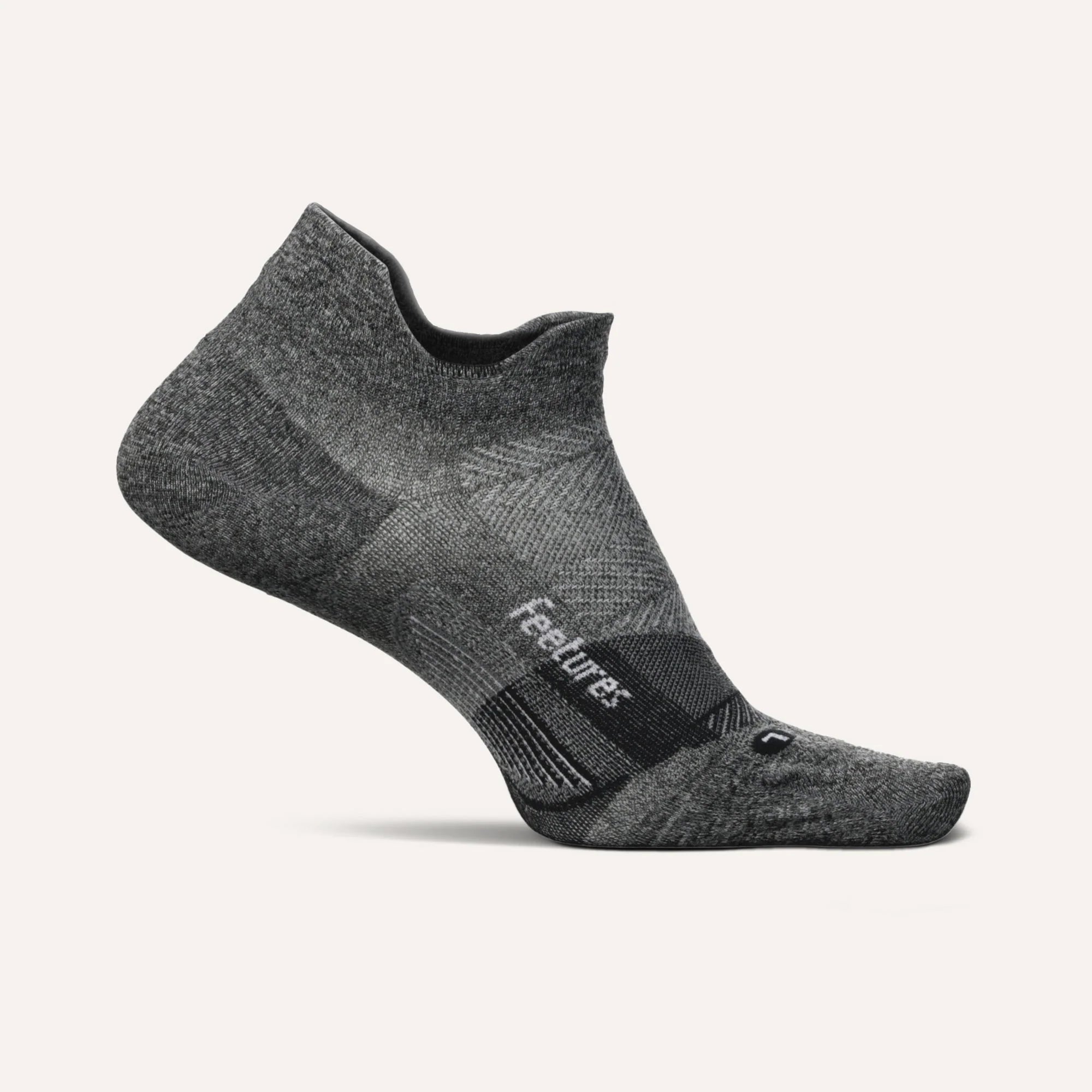 Gray ankle sock with black band on a light gray background