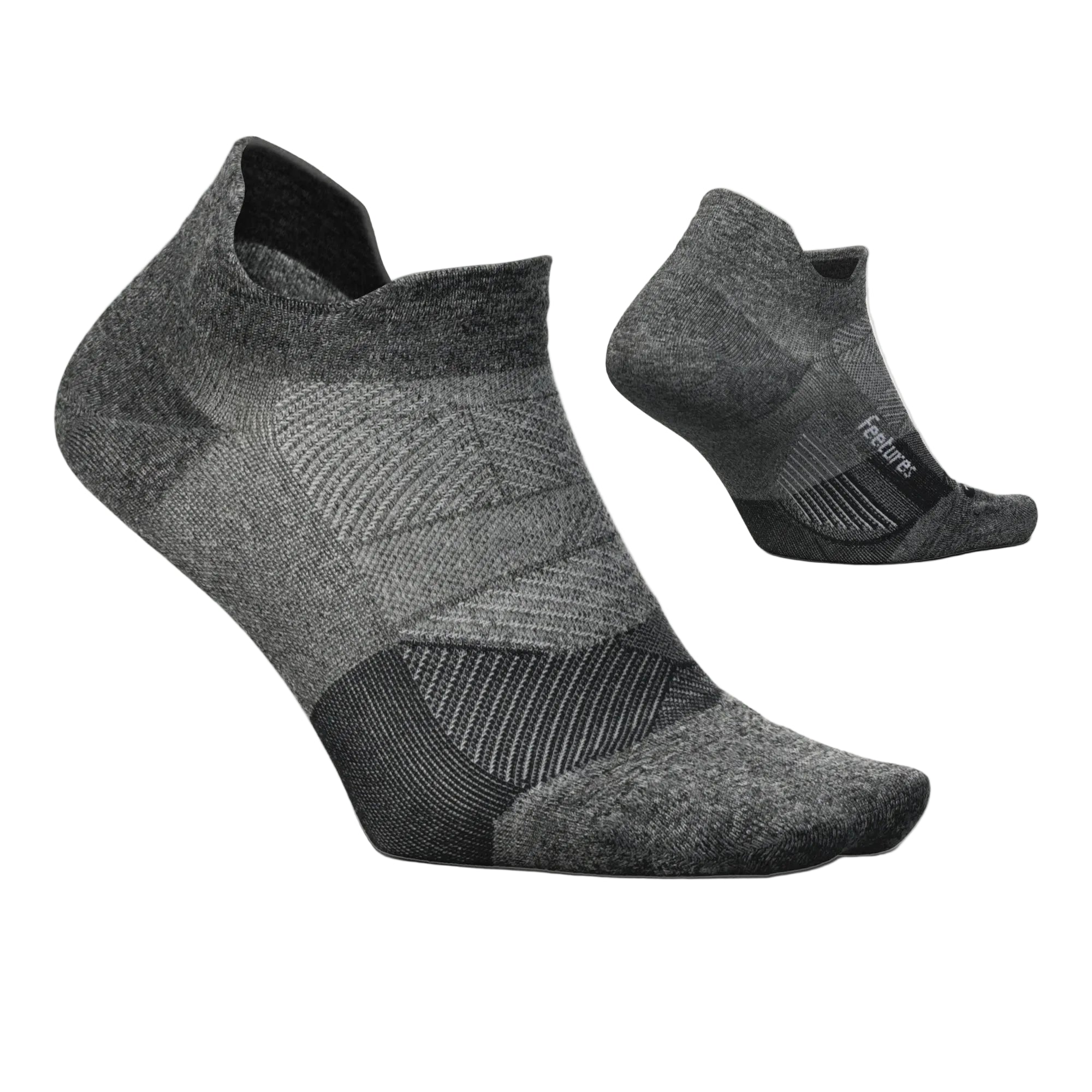 Pair of gray ankle socks on a light gray background