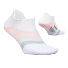 White ankle socks with pink and gray gradient on a light gray background