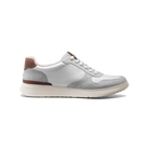 Gray sneaker with brown accents on a white background