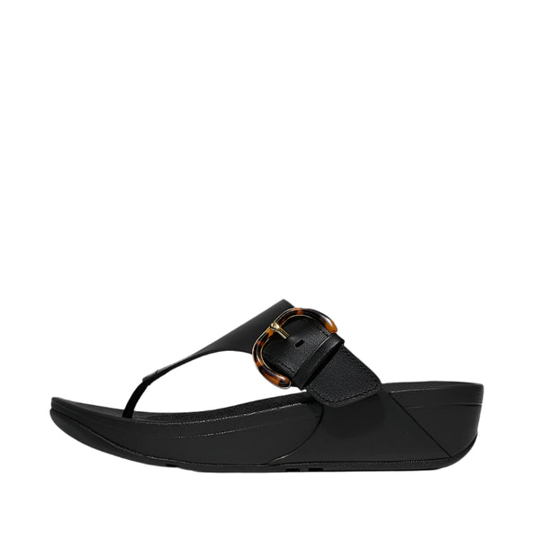 Women's Fitflop Lulu Resin-Buckle Leather Toe-Post Sandals