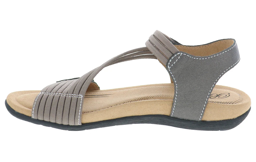 Gray sandal with a strap on a white background