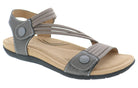 Gray sandal with a beige sole on a white background