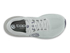 White athletic shoe with brand logo on a white background